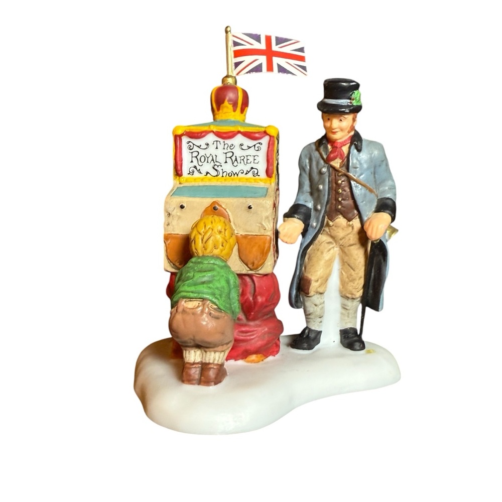 Dept 56 Dickens Village The Halfpenny Showman Union Jack Christmas Decor‎ VTG